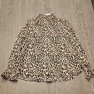 H&M Leopard Print Blouse with Ruffle Cuffs